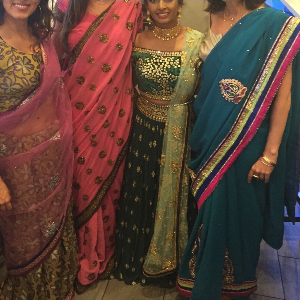 Green and mint off the shoulder lehenga choli wedding